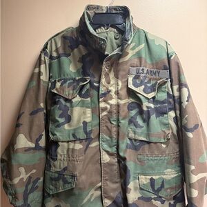 Vintage‎ US Army M65 Field Jacket Woodland Camouflage Small Short Military
